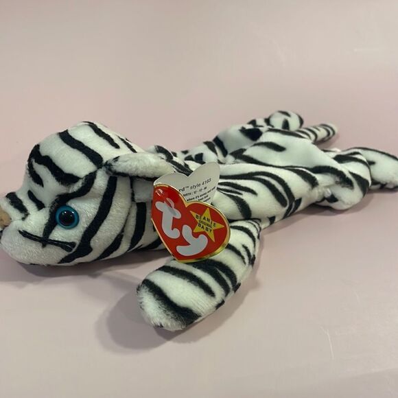 1996 Vintage Ty Beanie Baby Blizzard the White Tiger Excellent Condition 9” NWT - Picture 8 of 12